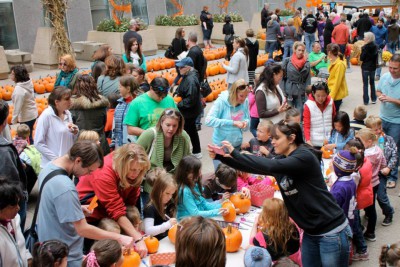 Families galore enjoyed pumpkin crafts. 