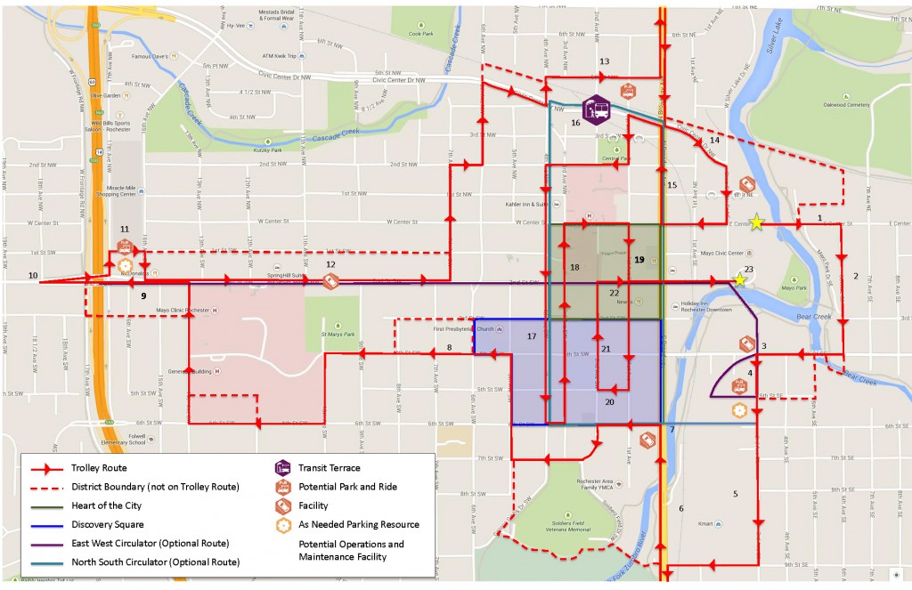 The route of today's trolley tour, in addition to DMC District and sub-district boundaries. All areas represent the latest iteration but remain subject to change.