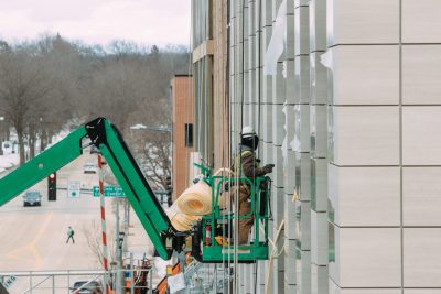 Construction work at Hilton Hotel in Rochester, Minnesota.