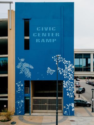 Mural on parking ramp wall